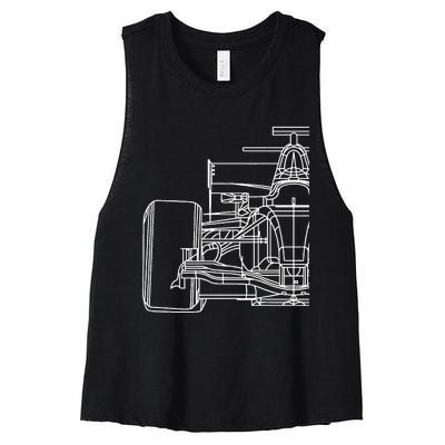 Formula Racecar Schematic Race Car Driver Formula Racing Women's Racerback Cropped Tank