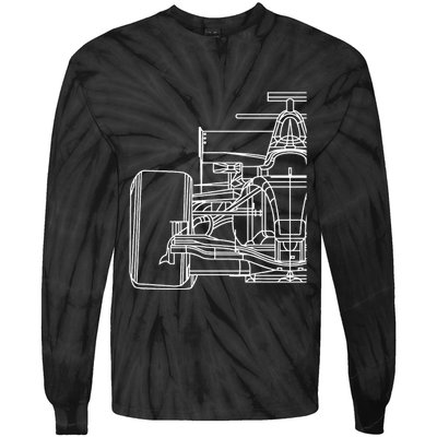 Formula Racecar Schematic Race Car Driver Formula Racing Tie-Dye Long Sleeve Shirt