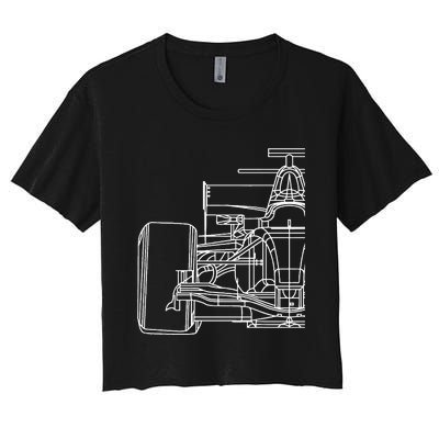 Formula Racecar Schematic Race Car Driver Formula Racing Women's Crop Top Tee