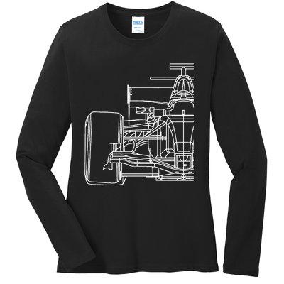 Formula Racecar Schematic Race Car Driver Formula Racing Ladies Long Sleeve Shirt