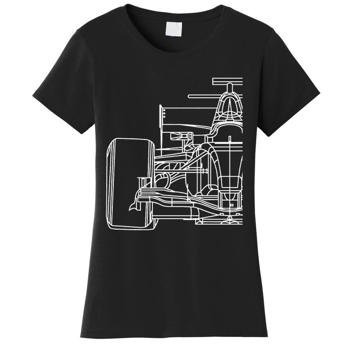 Formula Racecar Schematic Race Car Driver Formula Racing Women's T-Shirt