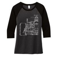 Formula Racecar Schematic Race Car Driver Formula Racing Women's Tri-Blend 3/4-Sleeve Raglan Shirt