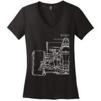 Formula Racecar Schematic Race Car Driver Formula Racing Women's V-Neck T-Shirt