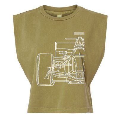 Formula Racecar Schematic Race Car Driver Formula Racing Garment-Dyed Women's Muscle Tee