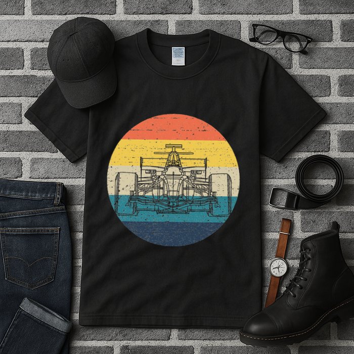 Formula Racecar Schematic Retro Formula Racecar Driver Tall T-Shirt