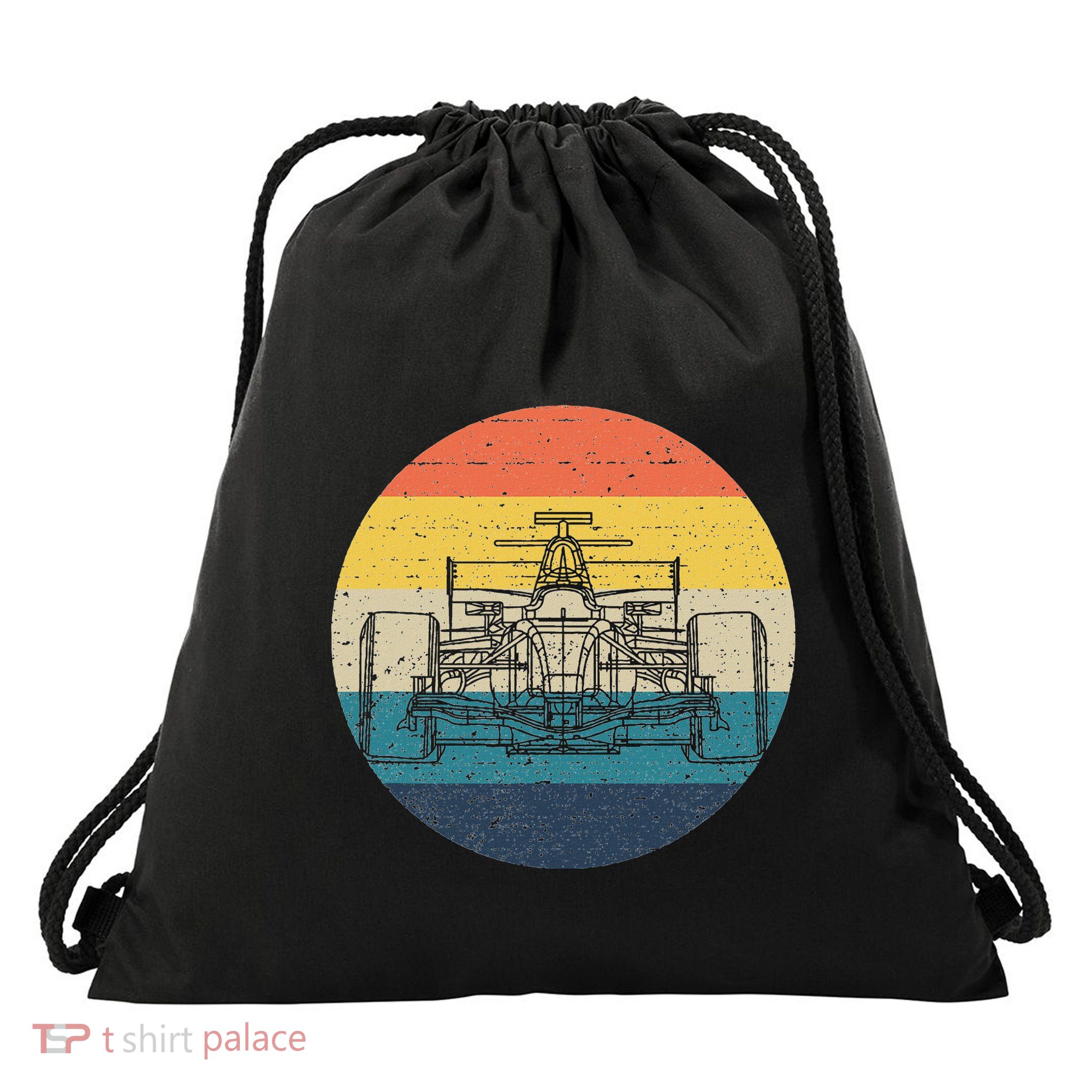 Formula Racecar Schematic Retro Formula Racecar Driver Drawstring Bag