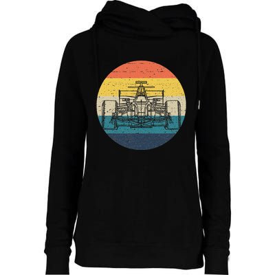 Formula Racecar Schematic Retro Formula Racecar Driver Womens Funnel Neck Pullover Hood