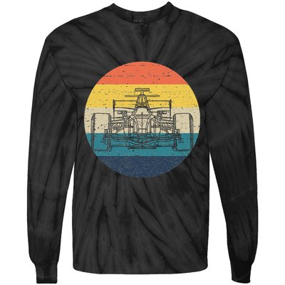 Formula Racecar Schematic Retro Formula Racecar Driver Tie-Dye Long Sleeve Shirt