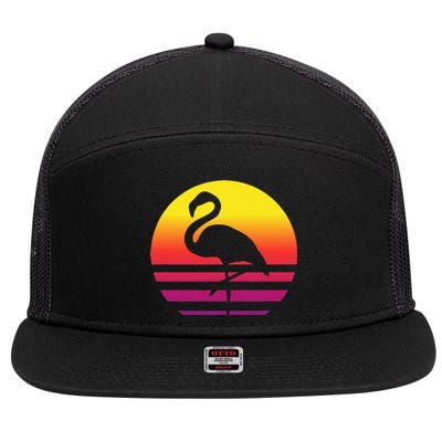 Flamingo Retro Style Vintage 7 Panel Mesh Trucker Snapback Hat