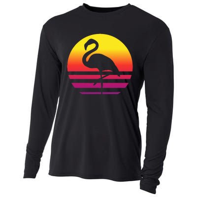 Flamingo Retro Style Vintage Cooling Performance Long Sleeve Crew