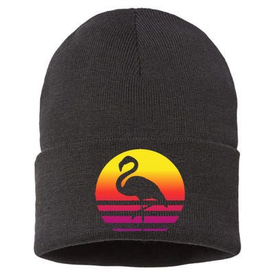 Flamingo Retro Style Vintage Sustainable Knit Beanie