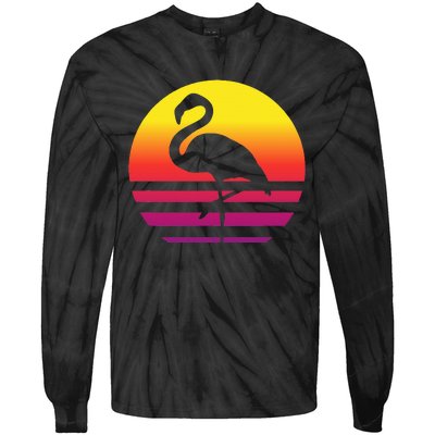 Flamingo Retro Style Vintage Tie-Dye Long Sleeve Shirt