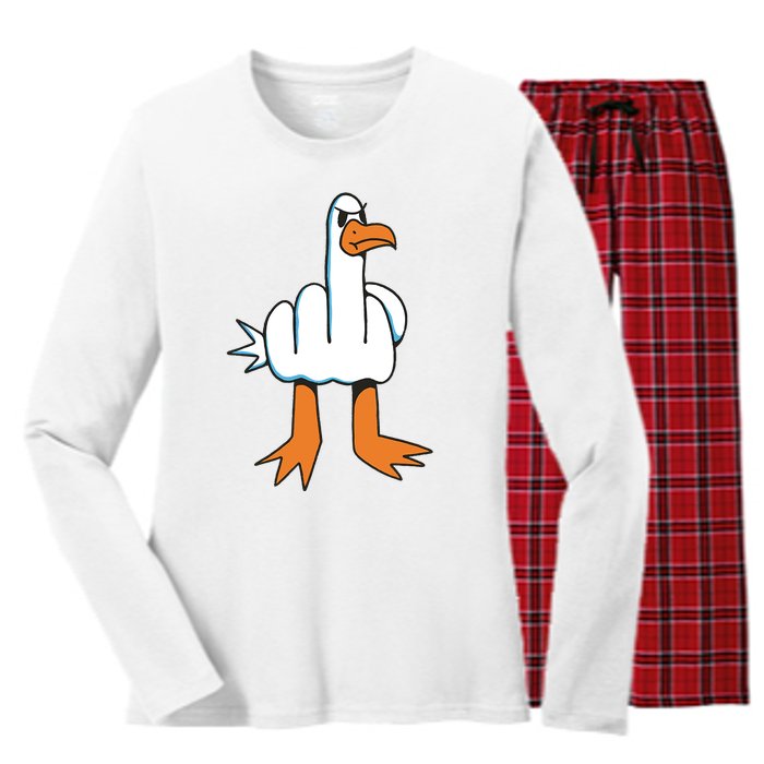 Funny Rude Seagull Women's Long Sleeve Flannel Pajama Set 