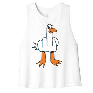 Funny Rude Seagull Women's Racerback Cropped Tank