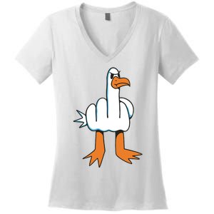 Funny Rude Seagull Women's V-Neck T-Shirt