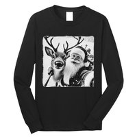 Funny Reindeer Selfie Christmas Santa Claus Xmas Cute Santa Long Sleeve Shirt