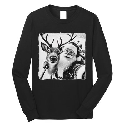 Funny Reindeer Selfie Christmas Santa Claus Xmas Cute Santa Long Sleeve Shirt