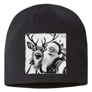 Funny Reindeer Selfie Christmas Santa Claus Xmas Cute Santa Sustainable Beanie