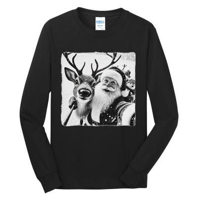 Funny Reindeer Selfie Christmas Santa Claus Xmas Cute Santa Tall Long Sleeve T-Shirt