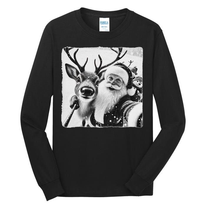 Funny Reindeer Selfie Christmas Santa Claus Xmas Cute Santa Tall Long Sleeve T-Shirt