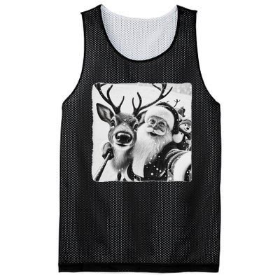 Funny Reindeer Selfie Christmas Santa Claus Xmas Cute Santa Mesh Reversible Basketball Jersey Tank