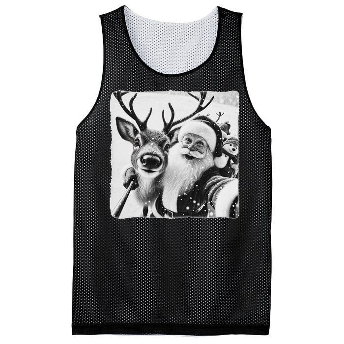 Funny Reindeer Selfie Christmas Santa Claus Xmas Cute Santa Mesh Reversible Basketball Jersey Tank