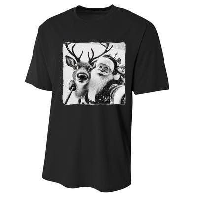 Funny Reindeer Selfie Christmas Santa Claus Xmas Cute Santa Performance Sprint T-Shirt