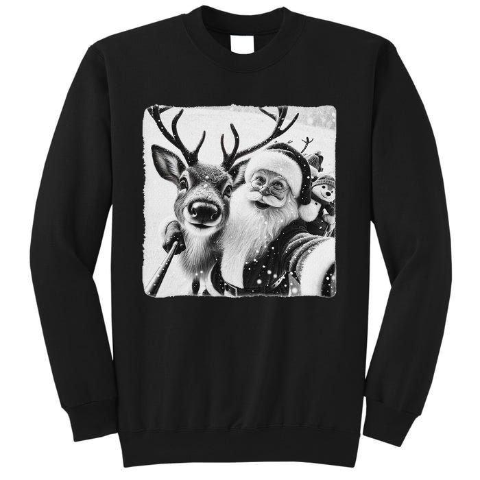 Funny Reindeer Selfie Christmas Santa Claus Xmas Cute Santa Tall Sweatshirt