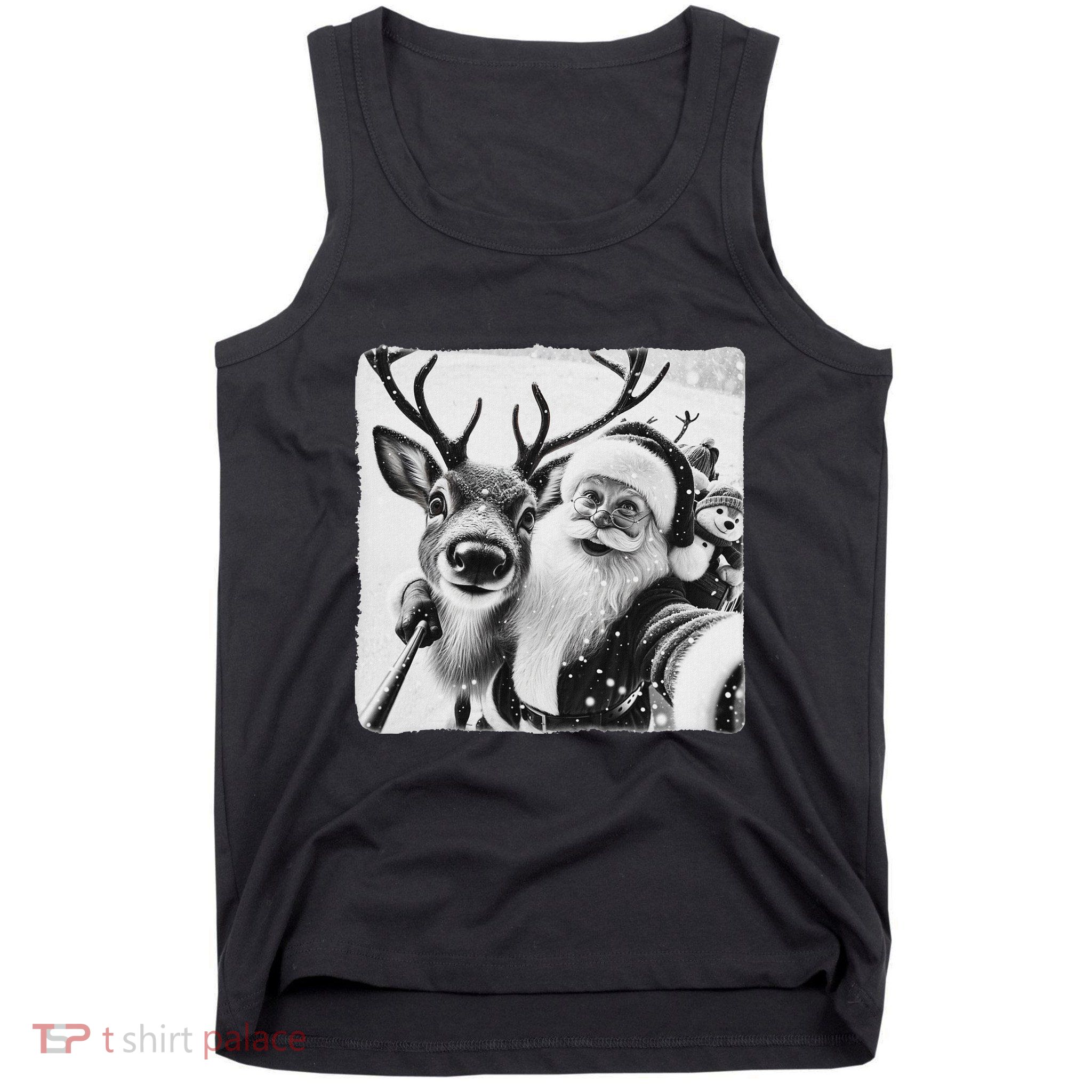 Funny Reindeer Selfie Christmas Santa Claus Xmas Cute Santa Tank Top