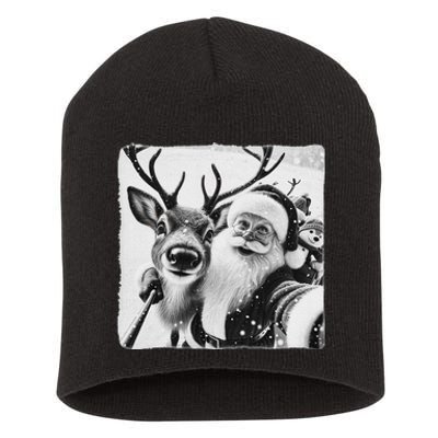 Funny Reindeer Selfie Christmas Santa Claus Xmas Cute Santa Short Acrylic Beanie