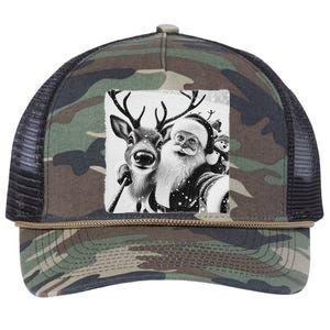 Funny Reindeer Selfie Christmas Santa Claus Xmas Cute Santa Retro Rope Trucker Hat Cap