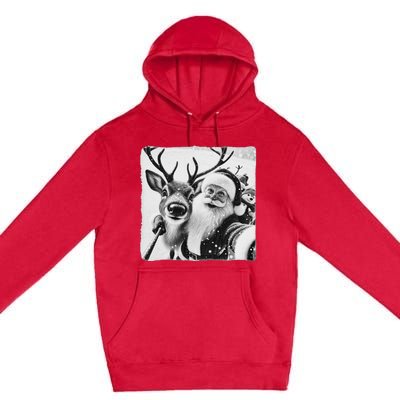 Funny Reindeer Selfie Christmas Santa Claus Xmas Cute Santa Premium Pullover Hoodie