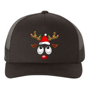 Festive Reindeer Santa Hat with Christmas Lights Yupoong Adult 5-Panel Trucker Hat