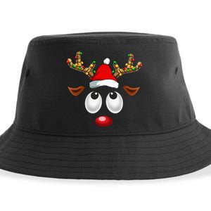 Festive Reindeer Santa Hat with Christmas Lights Sustainable Bucket Hat