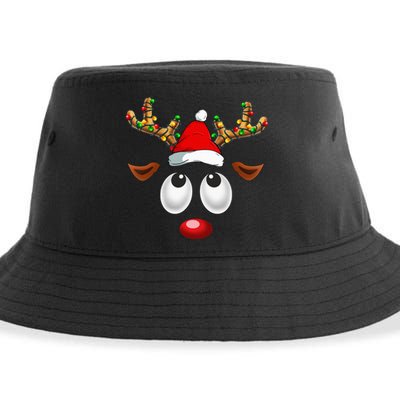 Festive Reindeer Santa Hat with Christmas Lights Sustainable Bucket Hat