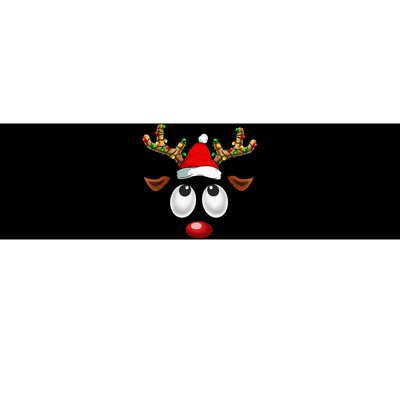 Festive Reindeer Santa Hat with Christmas Lights Bumper Sticker