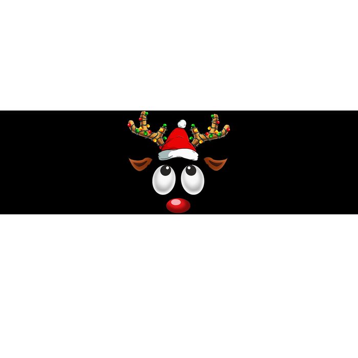 Festive Reindeer Santa Hat with Christmas Lights Bumper Sticker