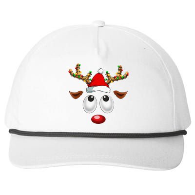 Festive Reindeer Santa Hat with Christmas Lights Snapback Five-Panel Rope Hat