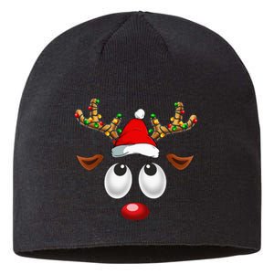 Festive Reindeer Santa Hat with Christmas Lights Sustainable Beanie