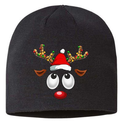 Festive Reindeer Santa Hat with Christmas Lights Sustainable Beanie