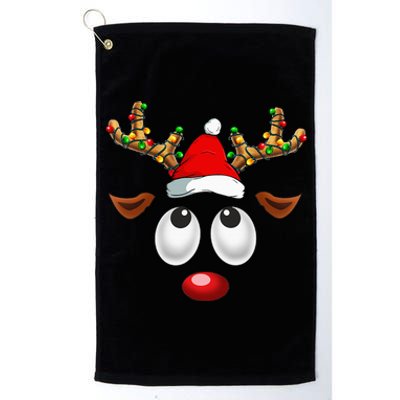 Festive Reindeer Santa Hat with Christmas Lights Platinum Collection Golf Towel