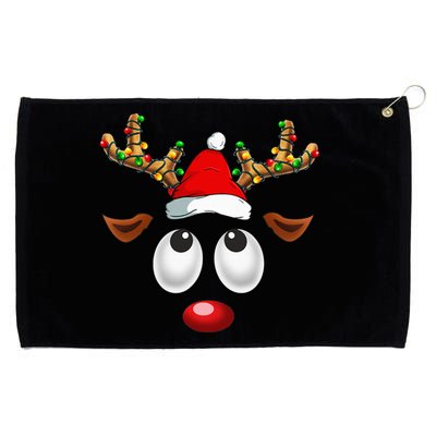 Festive Reindeer Santa Hat with Christmas Lights Grommeted Golf Towel