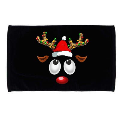 Festive Reindeer Santa Hat with Christmas Lights Microfiber Hand Towel