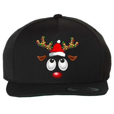 Festive Reindeer Santa Hat with Christmas Lights Wool Snapback Cap