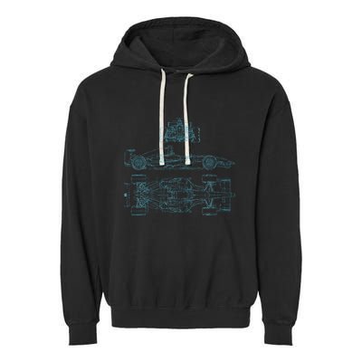 Formula Racecar Schematic Racing Formula Racecar Driver Garment-Dyed Fleece Hoodie
