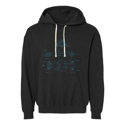 Formula Racecar Schematic Racing Formula Racecar Driver Garment-Dyed Fleece Hoodie