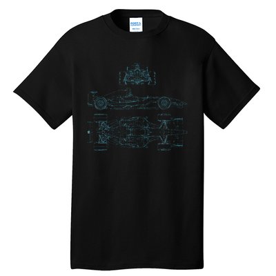 Formula Racecar Schematic Racing Formula Racecar Driver Tall T-Shirt