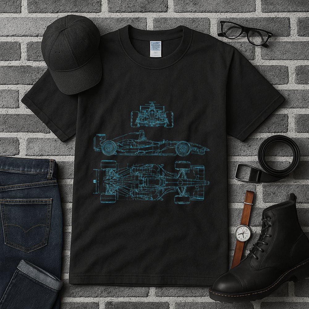 Formula Racecar Schematic Racing Formula Racecar Driver Tall T-Shirt