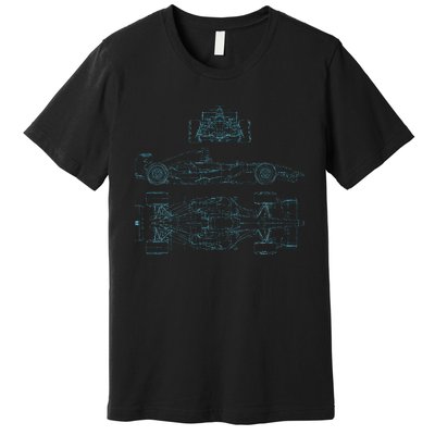 Formula Racecar Schematic Racing Formula Racecar Driver Premium T-Shirt