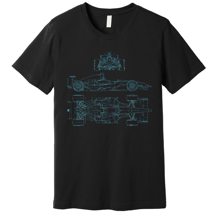 Formula Racecar Schematic Racing Formula Racecar Driver Premium T-Shirt